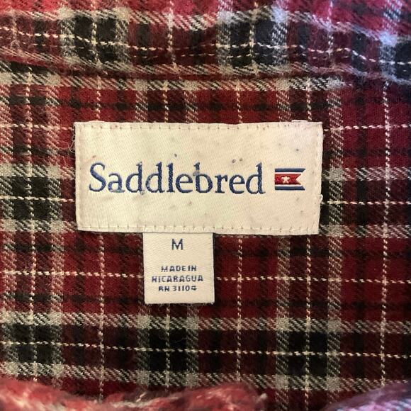 Saddlebred Plaid Button Down Flannel Shirt Size M Long Sleeve Casual Cotton - Picture 5 of 8